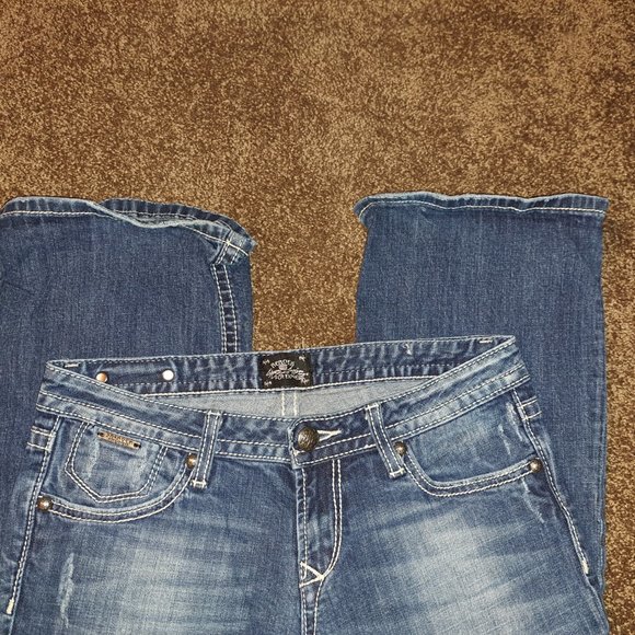 ReRock For Express Boot Cut Jeans with Embroidery pockets size 8R - Picture 2 of 11